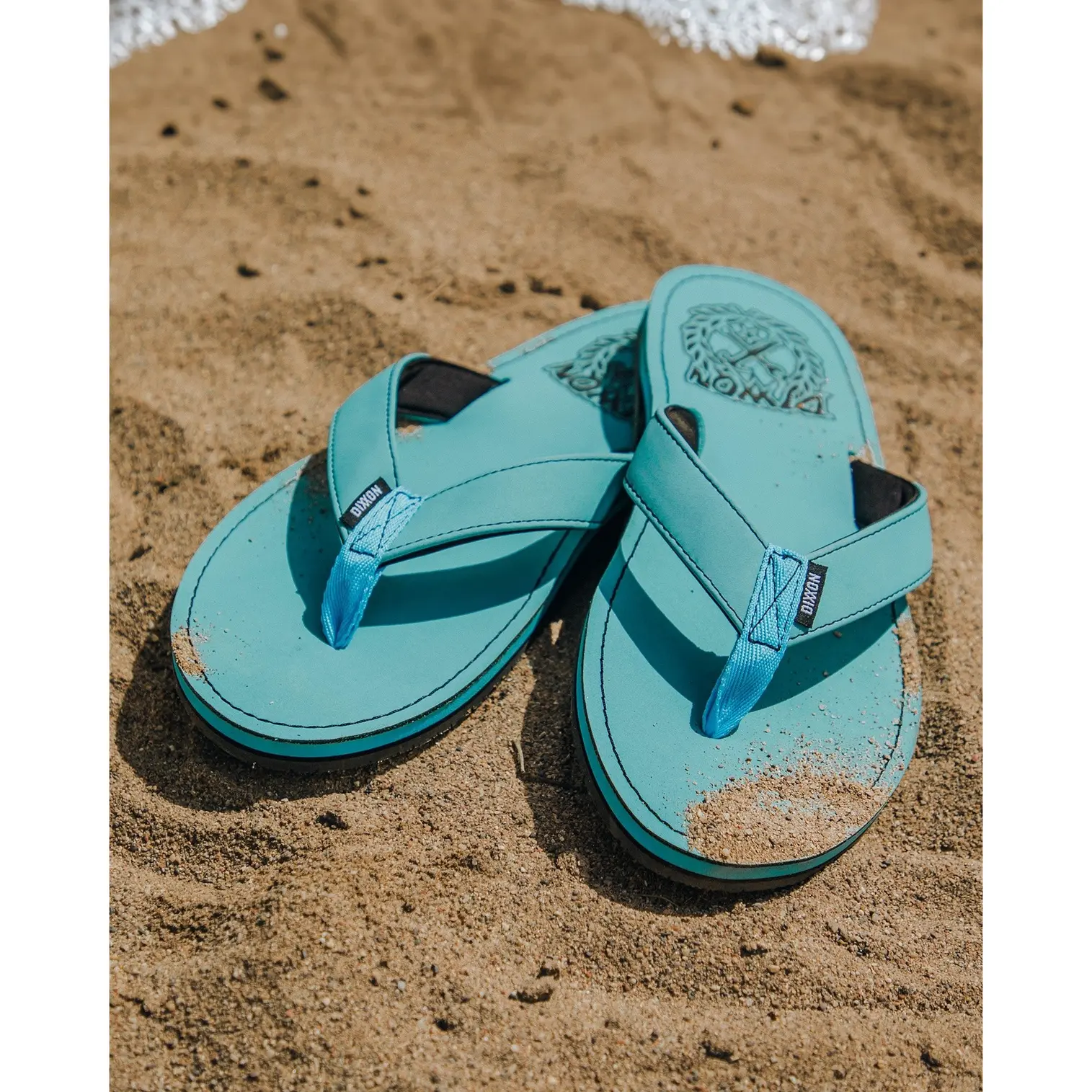 Leather Sandals -  Aqua & Black