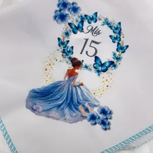 12pcs Durable Polyester Quinceanera Napkins, 10x10in Tableware, Elegant Design with Message for Quinceanera Celebrations