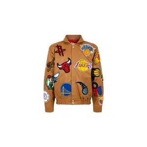 NBA Collage Vegan Leather Jacket "Camel" NBA 201 CAM