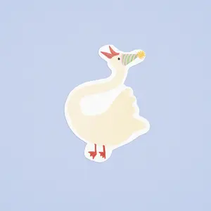 Silly Goose Party Hat Illustrated Sticker