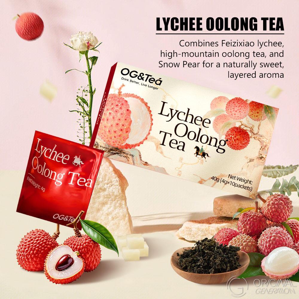 BOGO 2 Cartons Lychee Oolong Tea (1Carton 40g 4g×10pcs)×2 Cold Brew With Real Lychee Inside No Sugar No Artifical Flavor With Lychee Pear And Oolong Tea