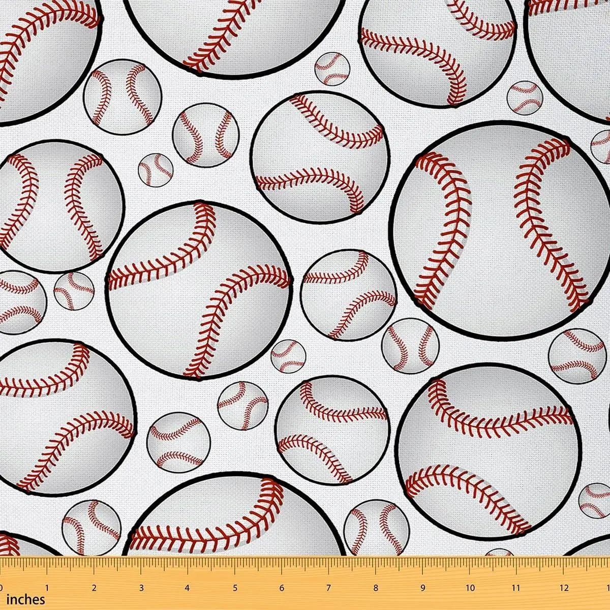Baseball Fabric by The Yard Cartoon Softball Geometric Circles Decor Fabric Extreme Sports Game Style Fabric for DIY Soft Polyester No Stretch