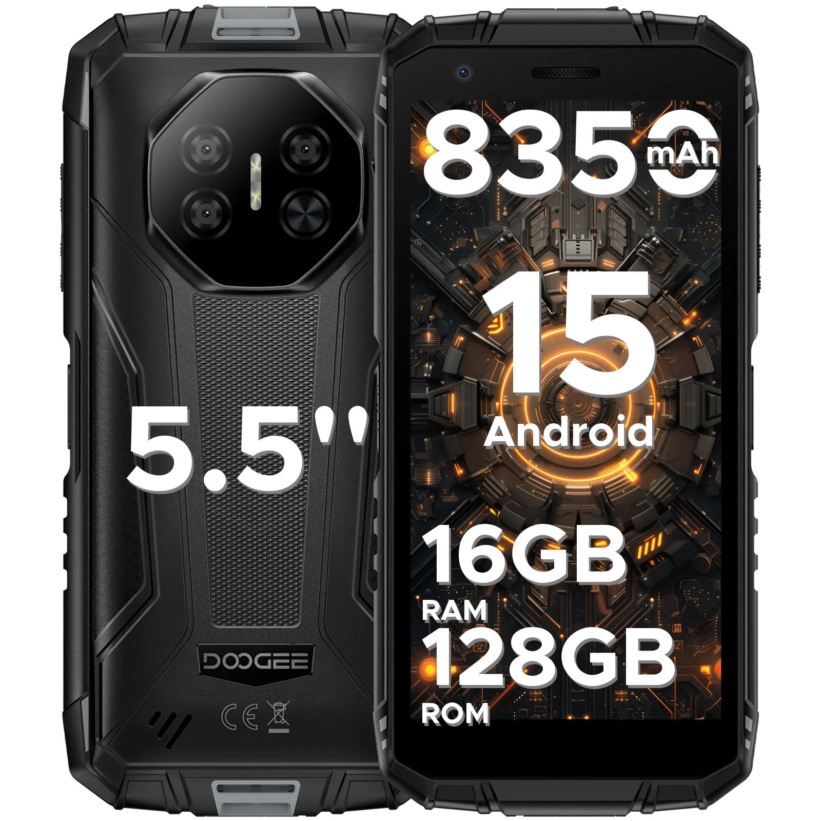 DOOGEE Fire 3 Pro Rugged Phone Unlocked,16GB+128GB/2TB Octa-Core Rugged Smartphone,8350mAh/18W,5.5"HD+ IPS Gaming Phones,16MP Camera,Android 15,IP68/IP69K Waterproof Phone,Widevine L1/NFC/Face ID/GPS,back to school,back to school haul