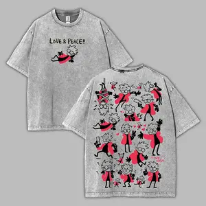 VASH THE STAMPEDE TRIGUN CUTE VINTAGE WASHED TEE, Unisex Anime Manga Washed Cotton T-shirt, Comfort anime lover anime clothes graphic tees Top Summer Fabric Fit Menswear Soft Apparel Pieces