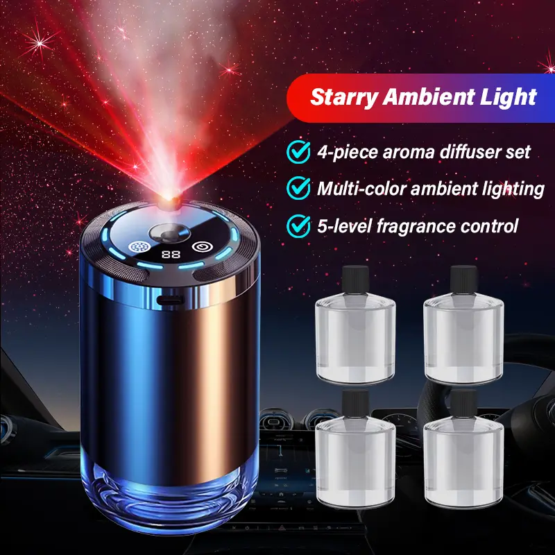 RGB Smart Starlight Roof LED Lights for Car - Rechargeable RGB Leds with Automatic On/Off, Multi-Mode Ambient Glow, Cell-Powered Interior Accessory for Car Light Embellishments, Blue Ambient Light