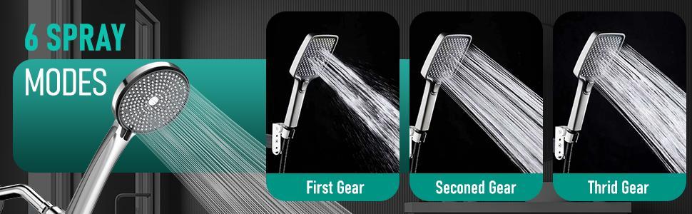 ROLAKUL Handheld Shower Head, High Pressure Showerhead with 70" Stainless Steel Hose - 3-Spray Mode (Rain, Power Wash, Jet)  for a Relaxing Shower & Easy Cleaning