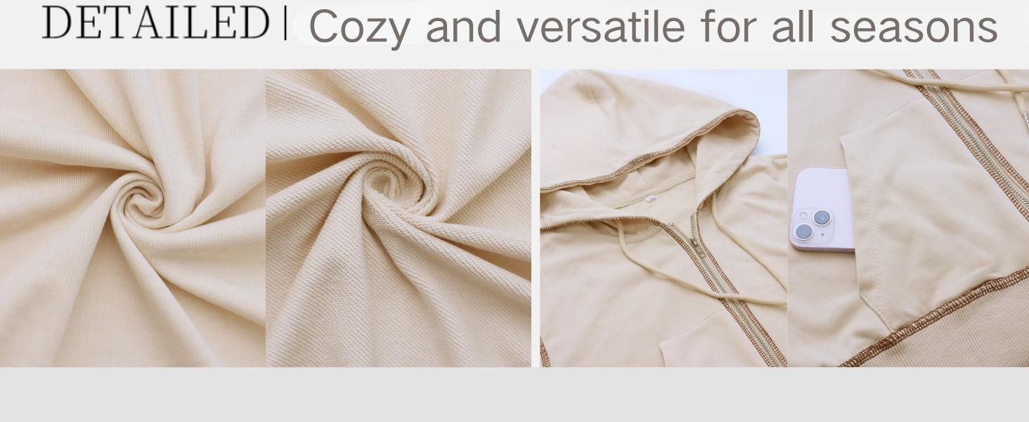 Yeokou Women's Zip Up Y2K  Short Hooded Sweatshirt Colorblock Zip Pullover Top - Stylish Cropped Fit & Comfortable Material for Casual Outings