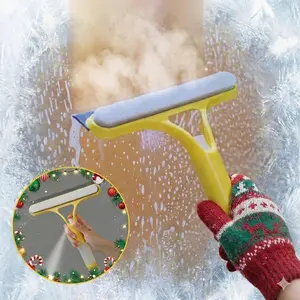 3 in 1 Window Cleaning Scraper, Squeegee and Scrubber with Spray, Multifunctional Household Cleaning Tool, Car Windshield Cleaner,Lightweight Silicone Microfiber Wipe, Mirror Cleaner