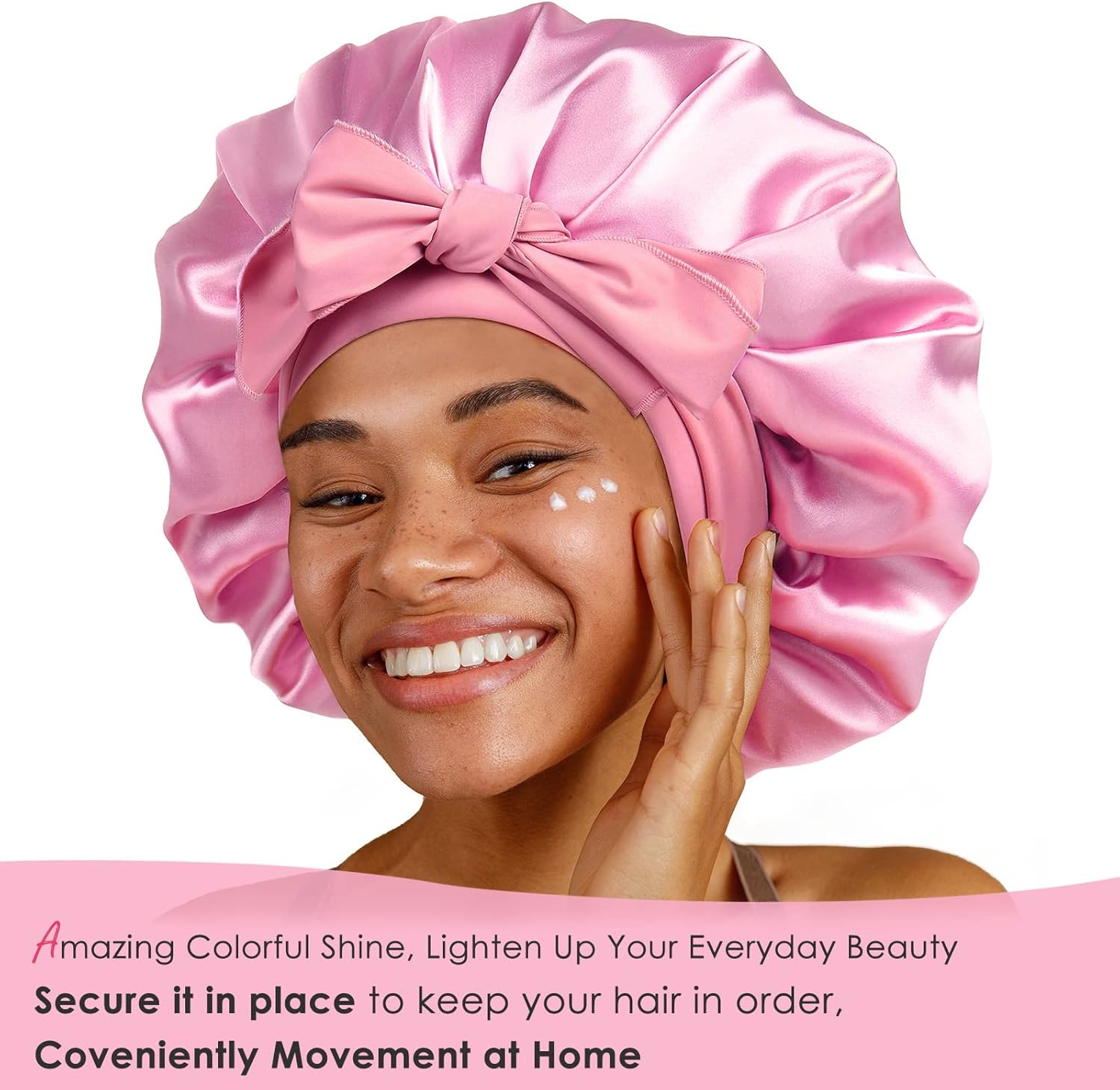 Satin Bonnets Night Sleeping Cap Large Elastic Wide Soft Band Colorful Silk Hat for Curly Hair Care Beauty Makeup for Women