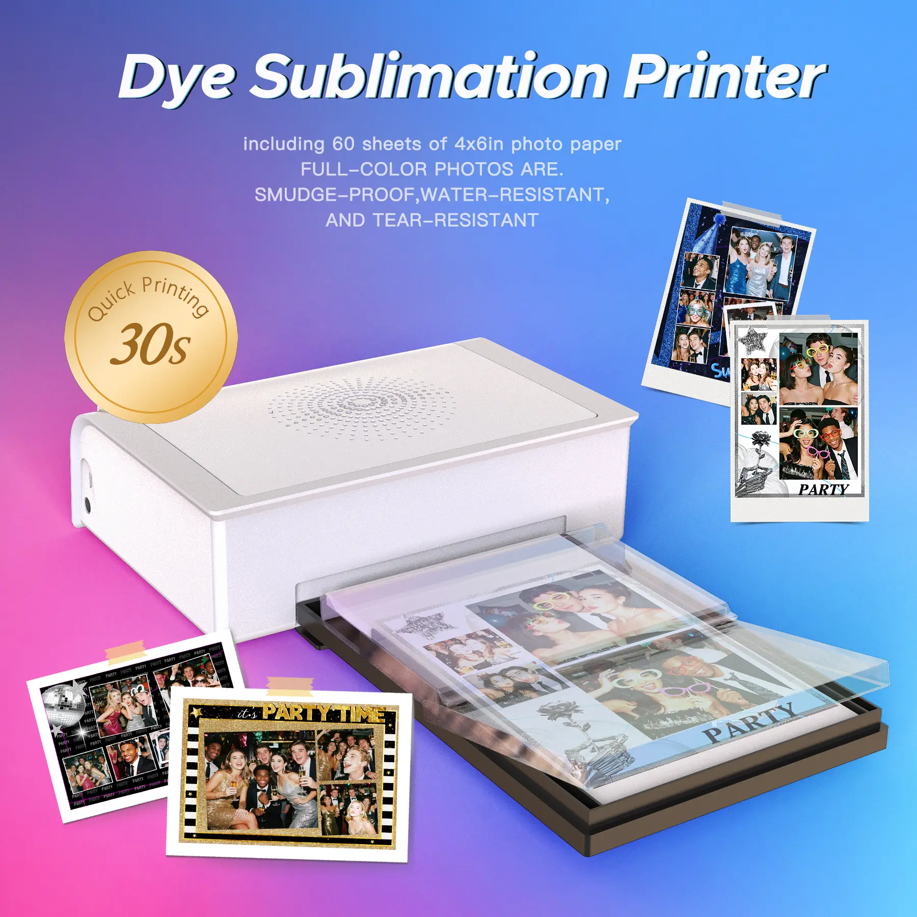 MWE Photo Booth Dye-Sublimation Printer, Works with MWE Mirror Booth and Polaroid Booth, 120 Photo Paper Sheets Included, Ideal for Parties, Weddings & Events