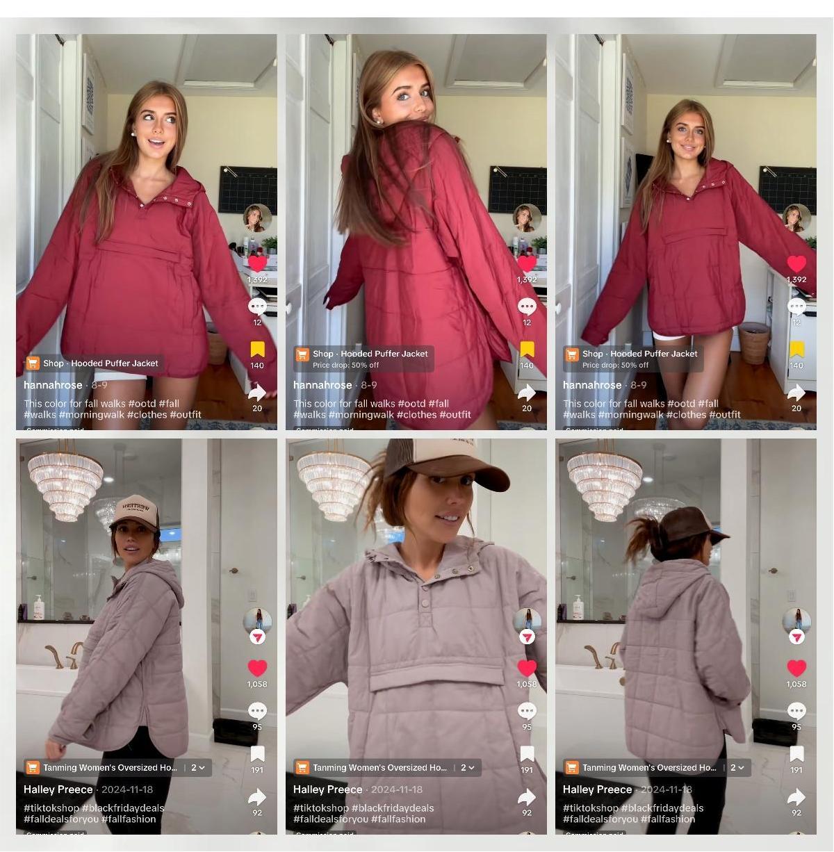 Tanming Women's Oversized Hooded Pullover Puffer Jacket Lightweight Quilted with Chest & Side Pockets Spring Winter Outwear Outfit Casual Longsleeves