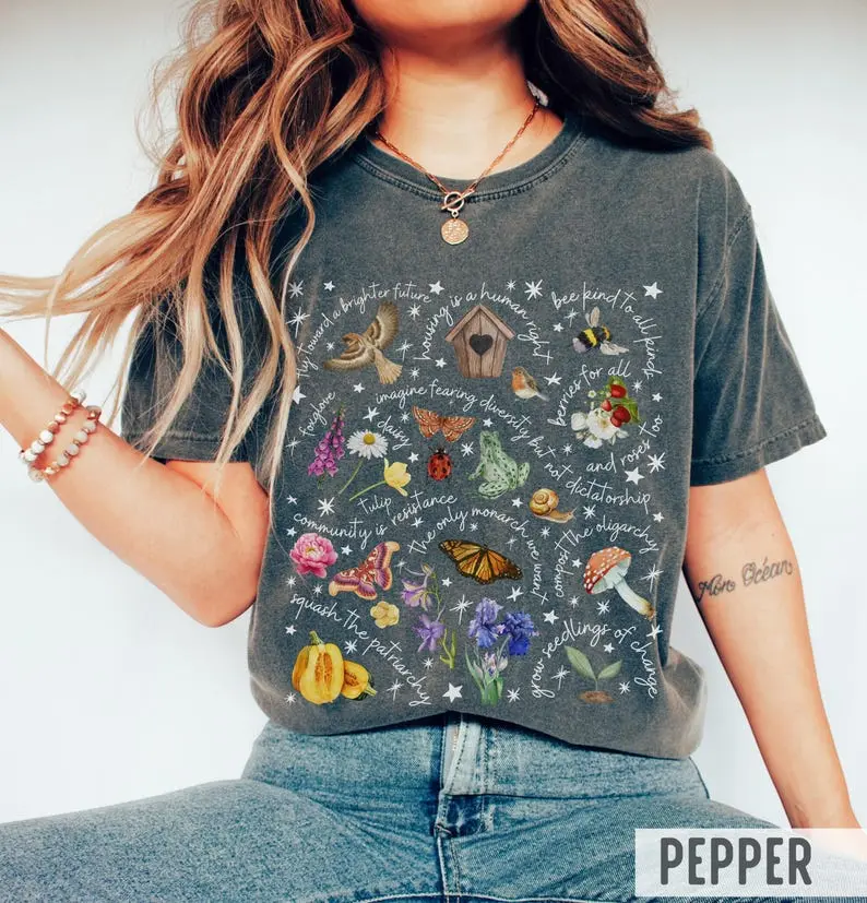 Comfort Colors Subtle Political Gardening TShirt : Painted Cottagecore Social Justice Tee