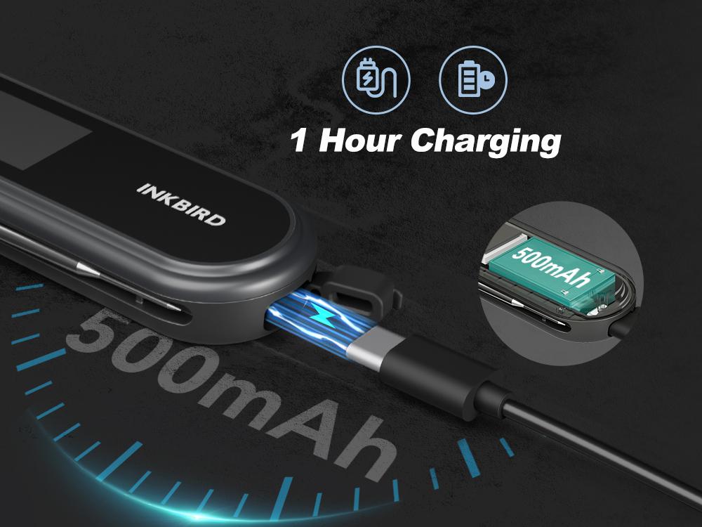 INKBIRD IHT-21K Portable nstant Read Washable Meat Thermometer, IP65 Waterproof, 0.5 Sec Fast Reading, Super Accurate Detection, Handy Food Thermometer for Indoor Outdoor Cooking, BBQ, Baking, Deep Frying, Home Brewing Kitchen