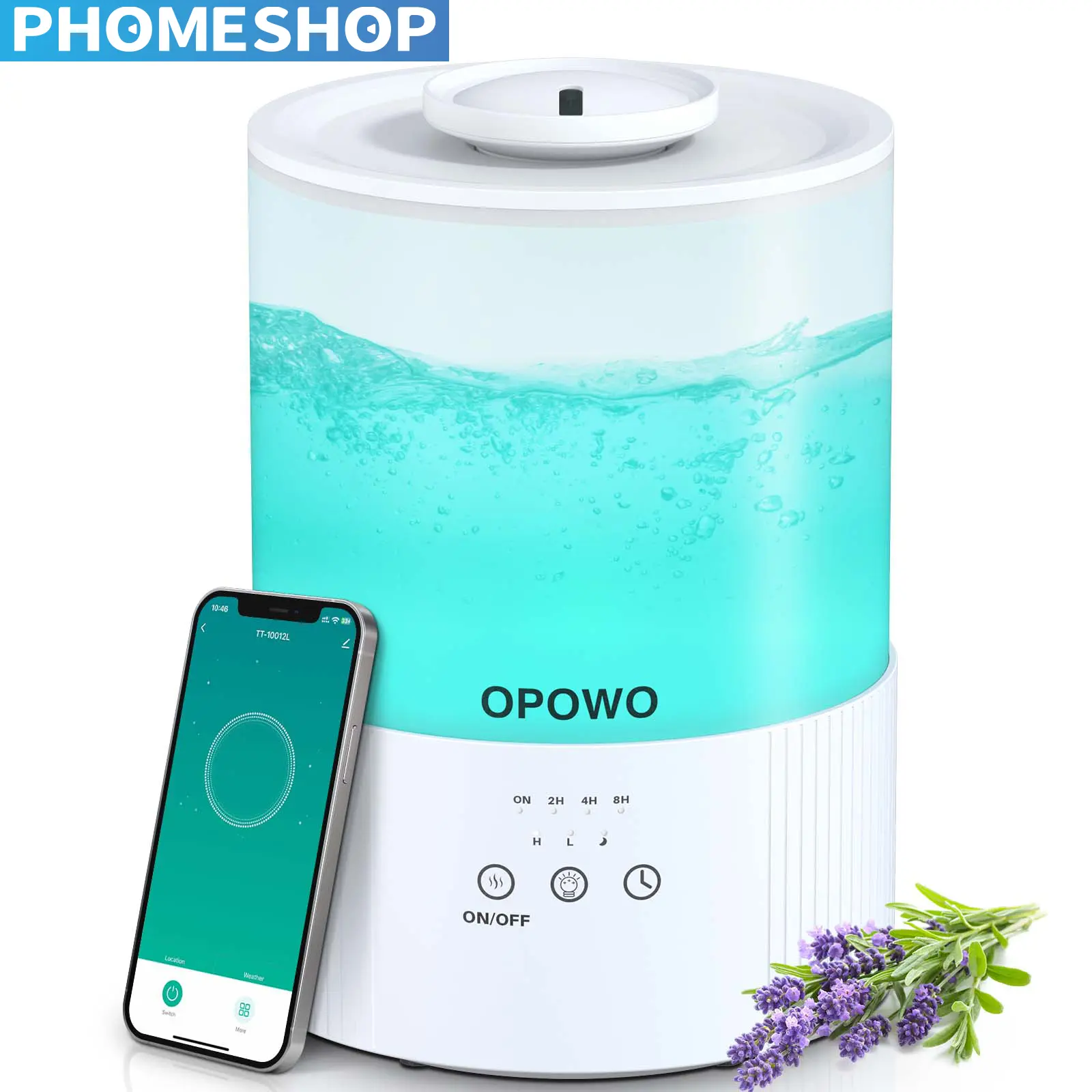 Phomeshop  OPOWO   Humidifiers for Bedroom Large Room, 2.5L Cool Mist Humidifiers for Baby Plants,  managing power, mist levels, night lights, sleep mode, and timers, no matter where you are