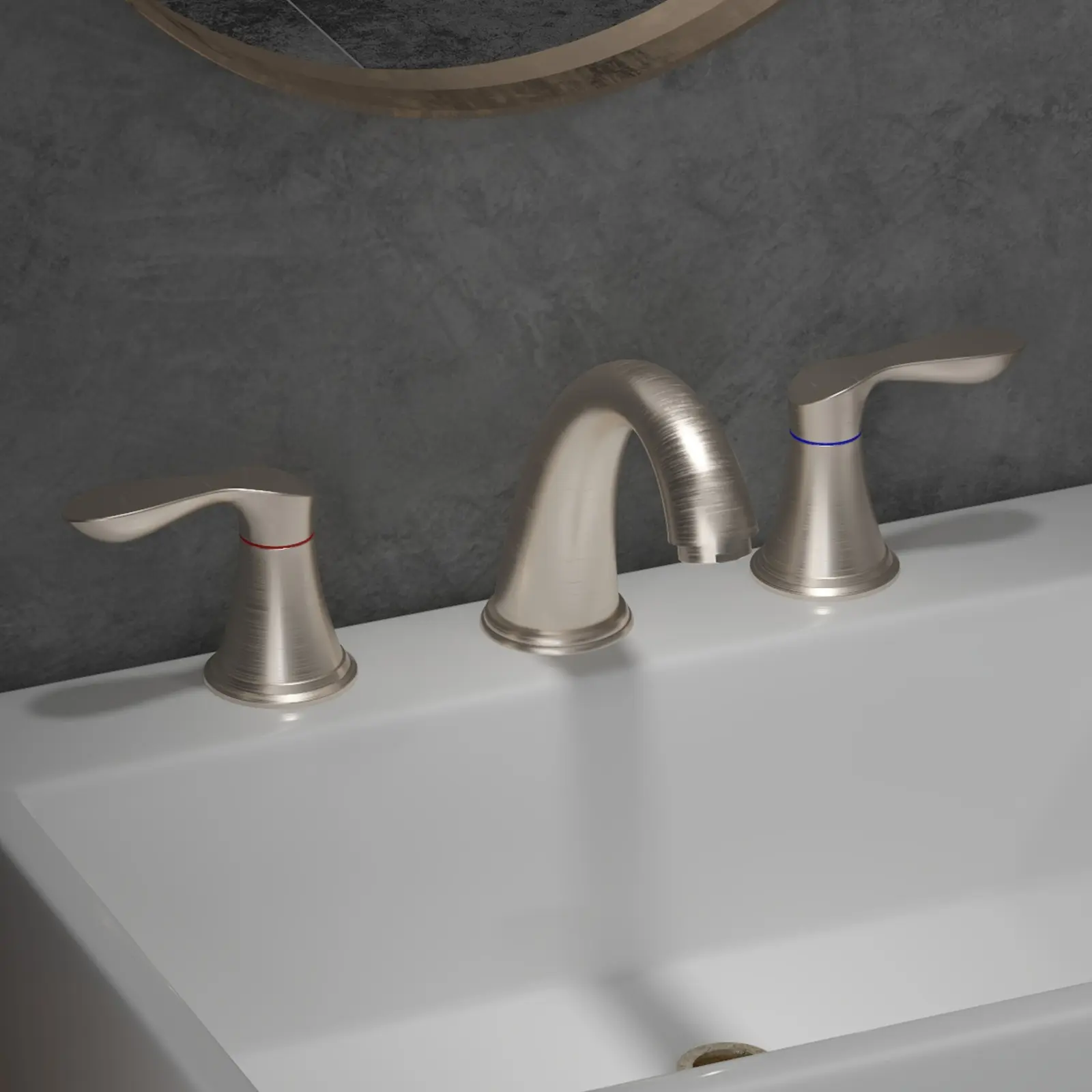 Widespread 8-Inch 3-Hole Bathroom Faucet – Modern Matte Black, Double Handle, Durable Zinc Alloy Body, Water-Saving Ceramic Valve, cUPC Certified, Pop-Up Drain, Easy Installation