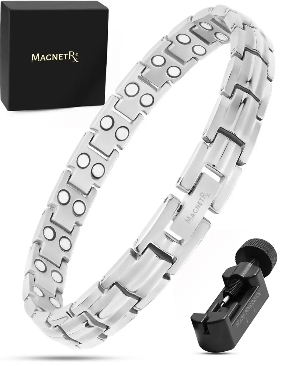 MagnetRX Women's Ultra Strength Silver Titanium Magnetic Bracelet Bracelet Classic Design Bracelet Jewelry