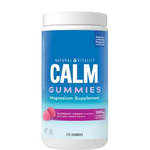 CALM Gummies – With Magnesium – Helps Manage Occasional Stress, Ease Tension & Relax – Raspberry Lemon Flavor – 120 Vegan Gummies