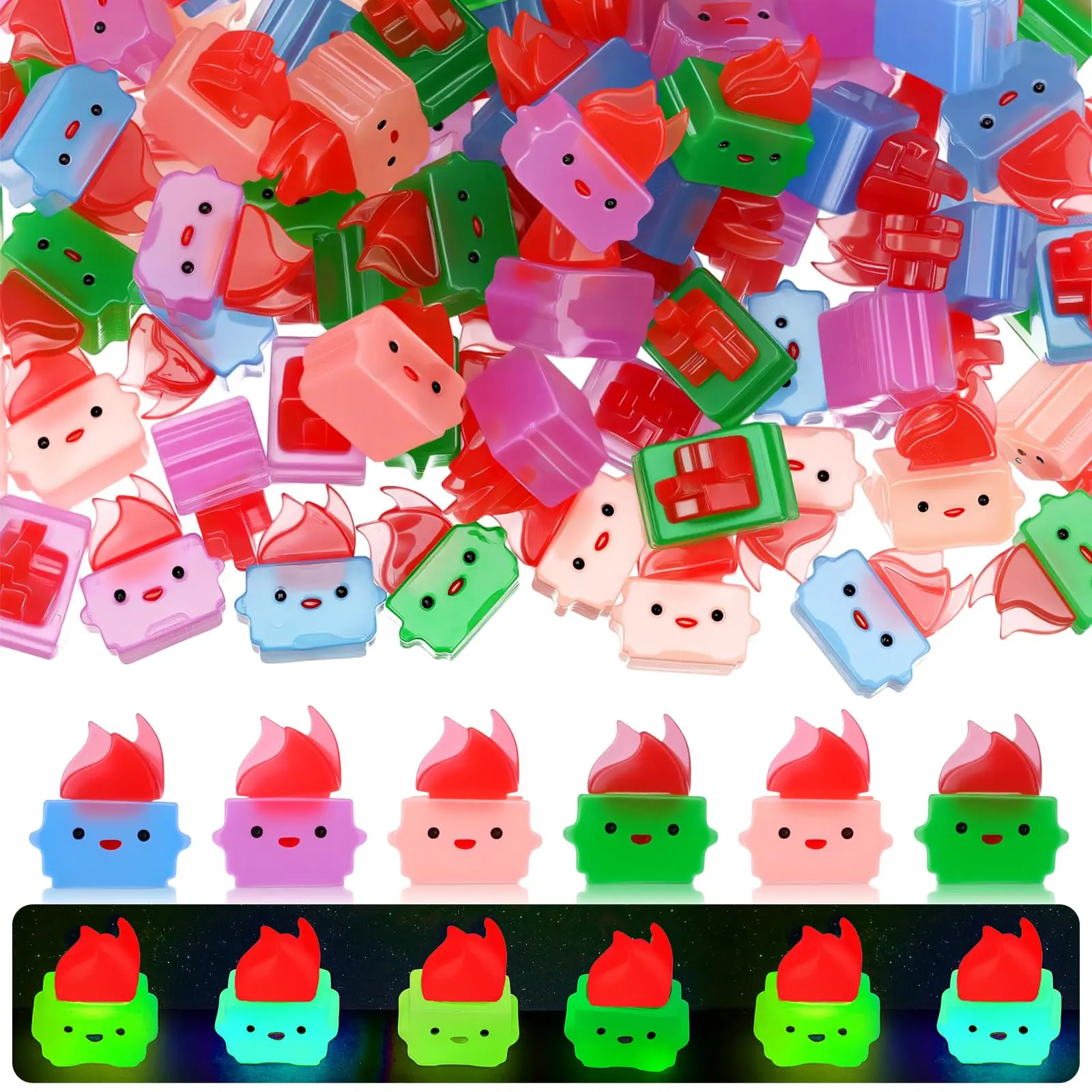 50/100Pcs Mini Dumpster Fire Ornaments Labor Day Humorous Nurse Teacher Workers Gifts, Glow in Dark Resin Figure Anxiety Relief Emotional Support Gift for Employee IT Administrative Service Industry Desk Office Home Decoration
