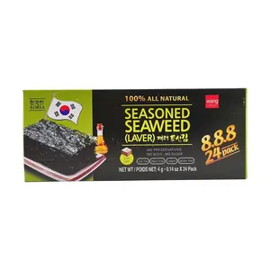 WANG FOOD Korean Seasoned Seaweed Snacks - Low Salt, Low Fat, Sugar-Free, Gluten-Free, Vegan (4g x 24 Packs)