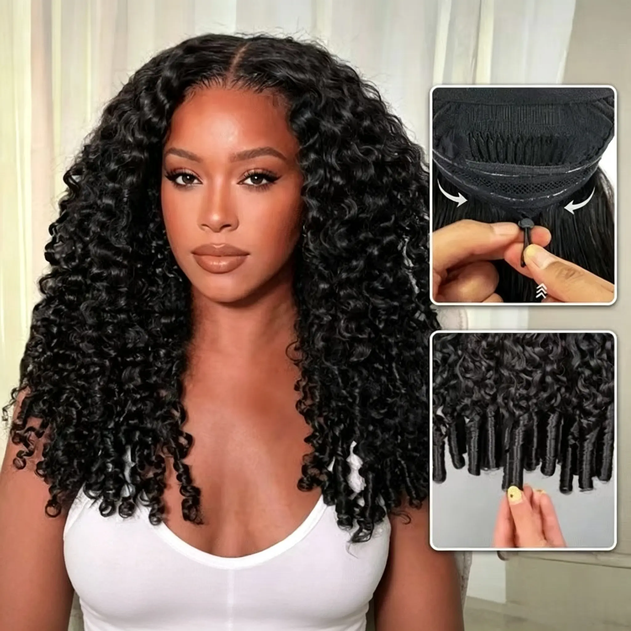 【22" Special Offer 】Burmese Curly Wear Go Glueless 13x4 Lace Front Wigs Spiral Curl 180% Density Pull Go Wig Spiral Curly Ends Adjustable Cap Easy for Beginners Full Volume & Natural Edges Salon-Quality Boho Human Drawstring Wig Natural Color