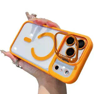 ISEMENA Magsafe Luxury Transparent Phone Case For iPhone 17 Pro Max/17 Air 16 15 14 13 12 Pro/Plus Magnetic Kickstand Stand Shockproof Bumper Cover