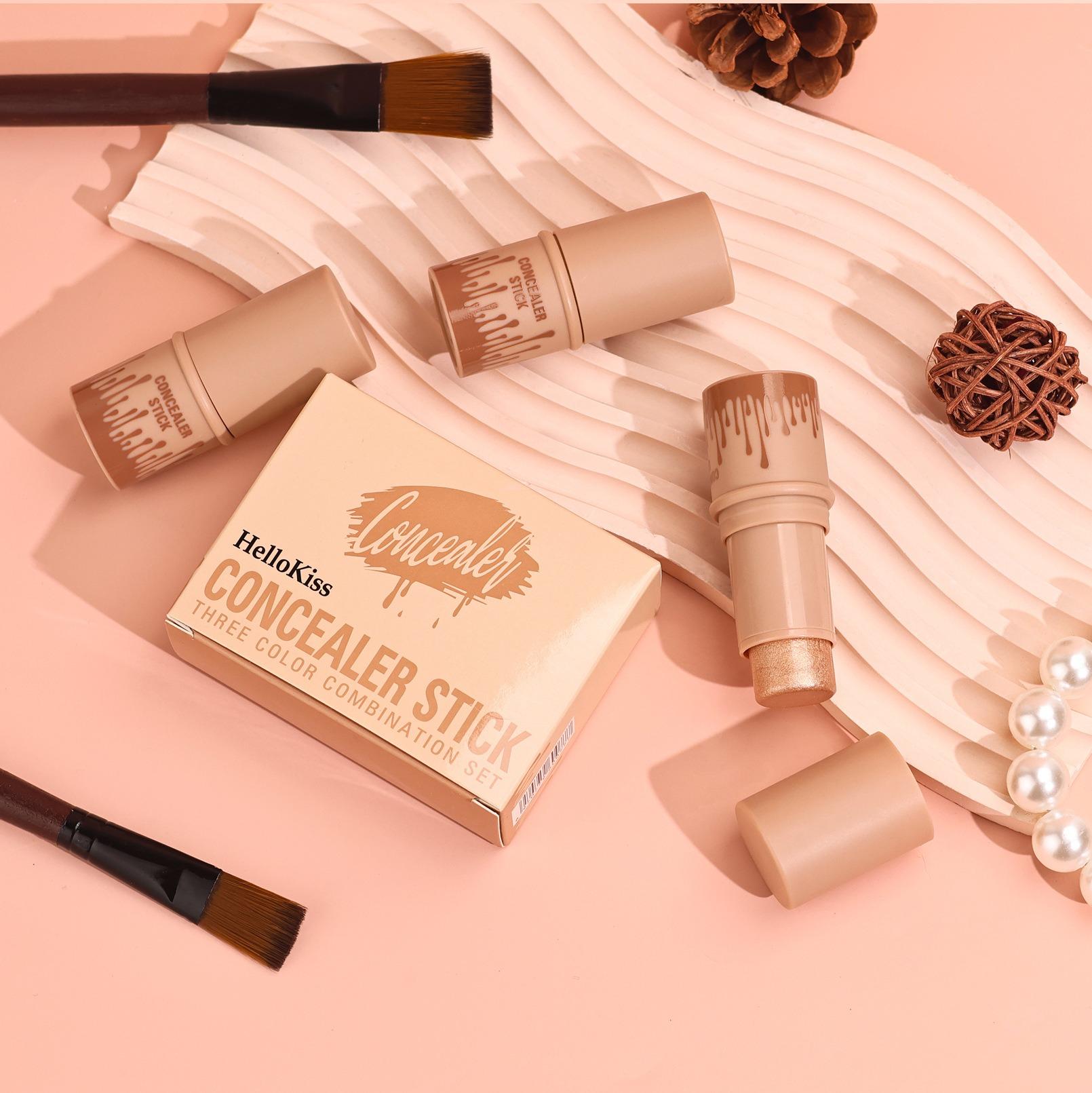 3 Pack Makeup Stick Set – Highlighter, Contour & Blush Trio, Long-Lasting Waterproof Concealer Pen Kit for Natural Face Sculpting & Glow