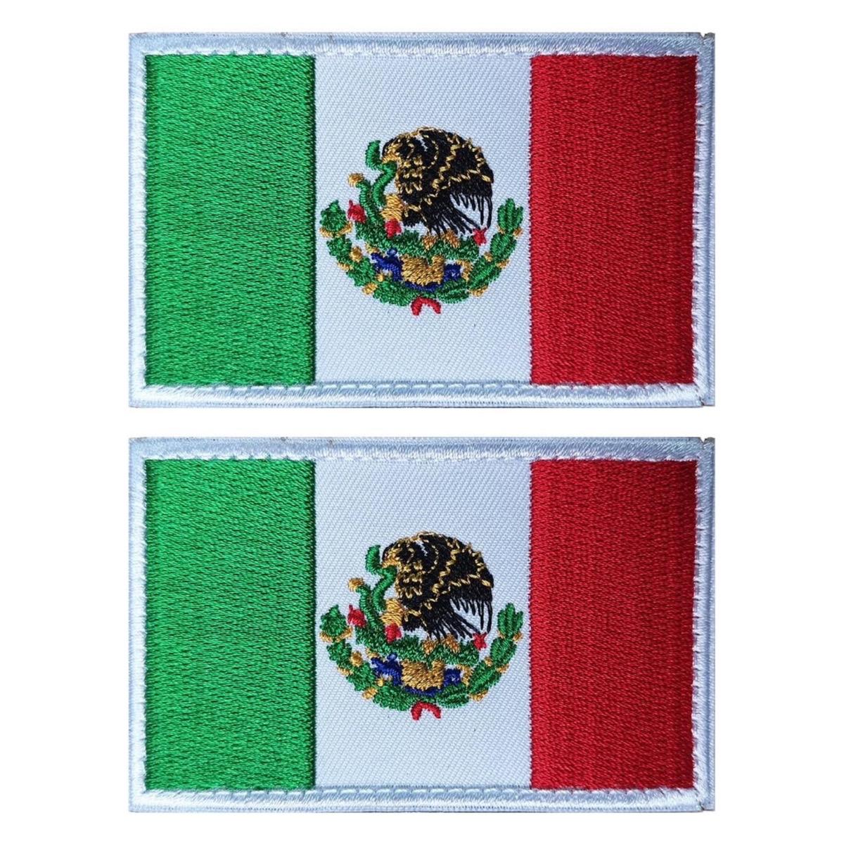 2/4pcs Mexican Flag Embroidered Patches - Vibrant Green, White & Red Design with Eagle & Serpent Coat of Arms - Iron-On Decor for Backpacks, Hats, and Clothing