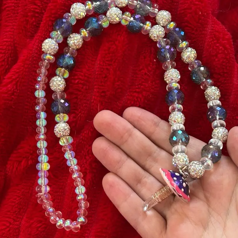 Mushroom Glass Beaded Necklace