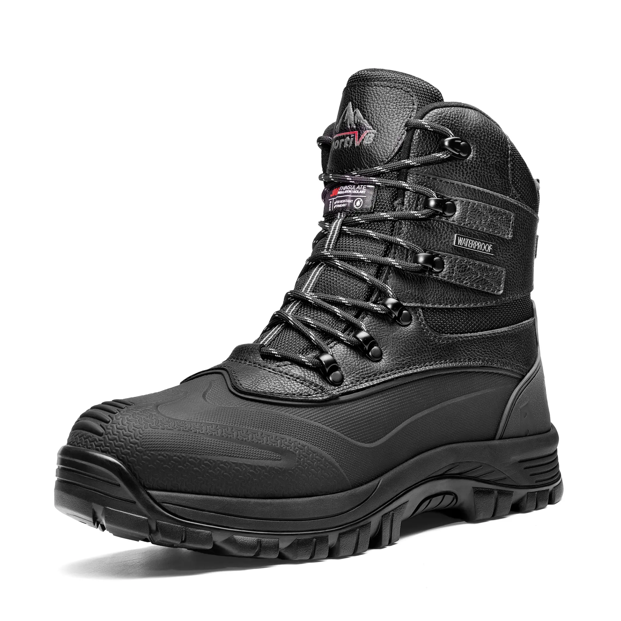 NORTIV 8 Men's Boots, Casual Waterproof Lace-up Fabric Mid Boot with Insulated Slip Resistant Rubber Sole for Outdoor Hiking