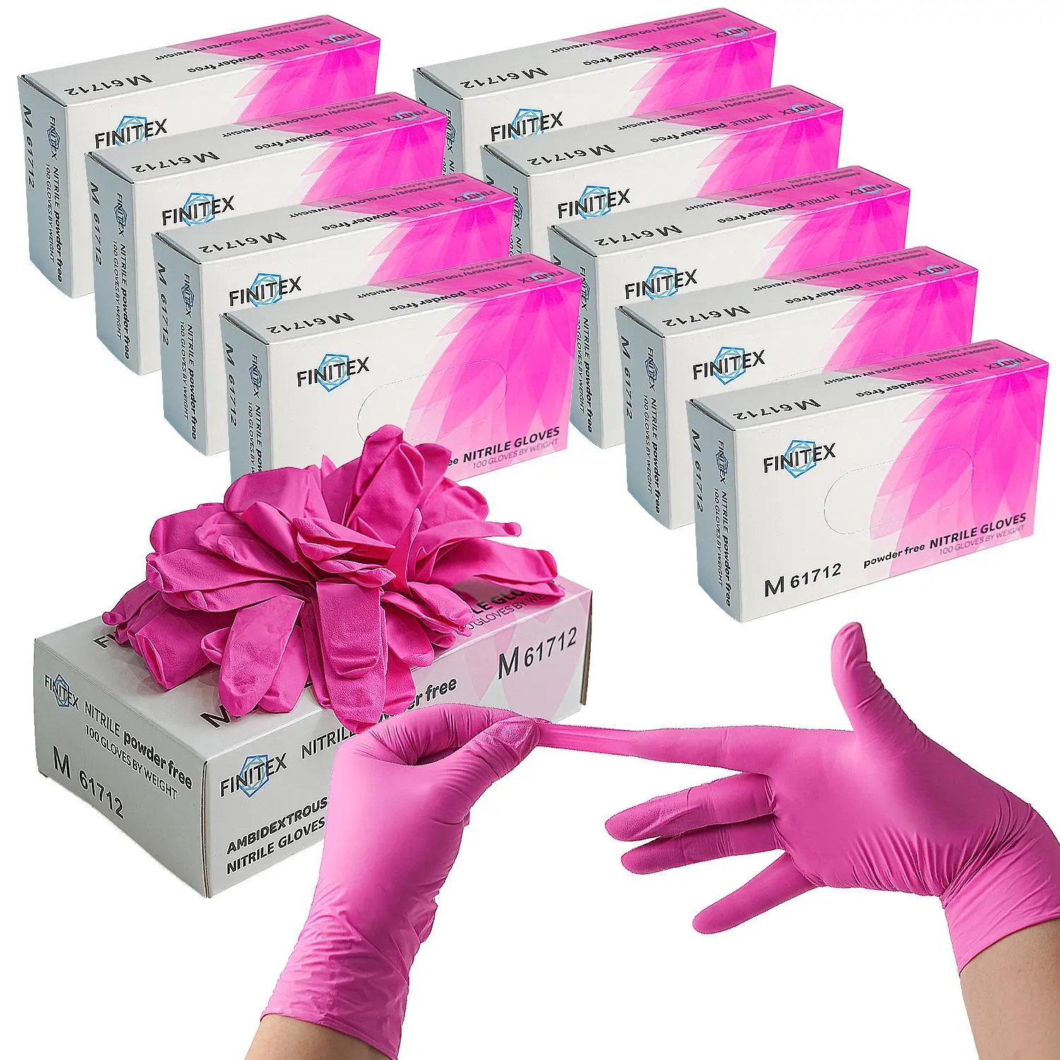 FINITEX Rose Red Nitrile Gloves,3.5Mil Powder-Free Durable for Hand Care Beauty Salon Kitchen Toilet Bathroom Cooking Washing Household Gardening Farm,Lightweight Cleaning Gloves,moving essentials,college back to school haul,dorm haul essentials