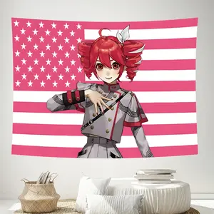 Kasane Teto Pink American Flag Outdoor Decoration, for Bedroom, Advertisement, Barber Shop and Garden Decor, American Flag Decoration