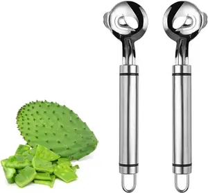 Cactus Peeler Tool, 7.08x1.89in Spoon Cactus Peeler Cactus Peeling Knife Sliced Noodle Cutting Knife with Hole with Long Handle for Kitchen Cooking Cactus Noodle
