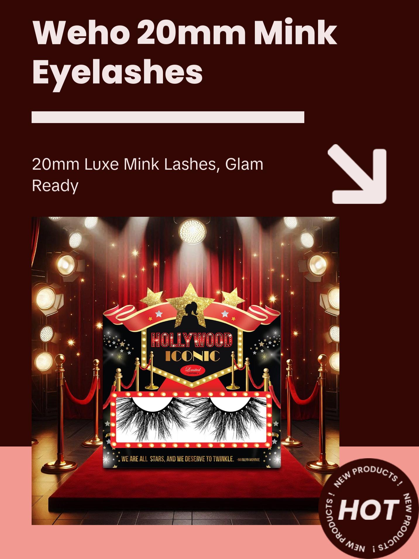 WEHO Mink Eyelashes – 20mm Real Mink Fur Lashes with Flexible Band for Night-Out Glam