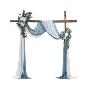 VEVOR Artificial Wedding Arch Flowers Kit,  , Blue Wedding Arch Flowers with Drapes Kit (Pack of 4) - 2 Pcs Floral Arrangement, 2 Pcs Sheer Drapes, for Ceremony Bouquets Reception Backdrop Decoration