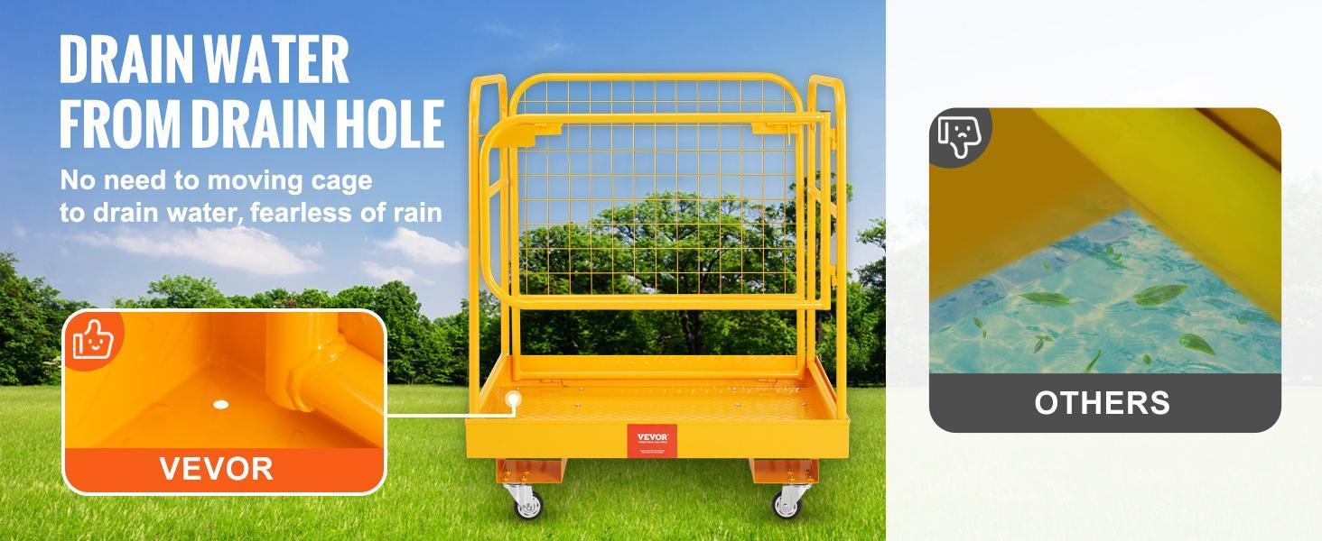 VEVOR Forklift Safety Cage, 1200 lbs Load Capacity, 36 x 36 inches Folding Forklift Work Platform with Lockable Swivel Wheels, Drain Hole & Device Chain, Holds 1 to 2 Adults, Perfect for Aerial Work VEVOR Forklift Safety Cage, 1200 lbs Load Capacity, 36 x 36 inches Folding Forklift Work Platform with Lockable Swivel Wheels, Drain Hole & Device Chain, Holds 1 to 2 Adults, Perfect for Aerial Work