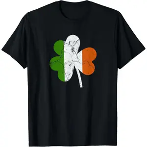 Distressed Irish Flag T-Shirt, Unisex Casual Shamrock Graphic Tee in 100% Cotton, Crew Neck for All Seasons Wear
