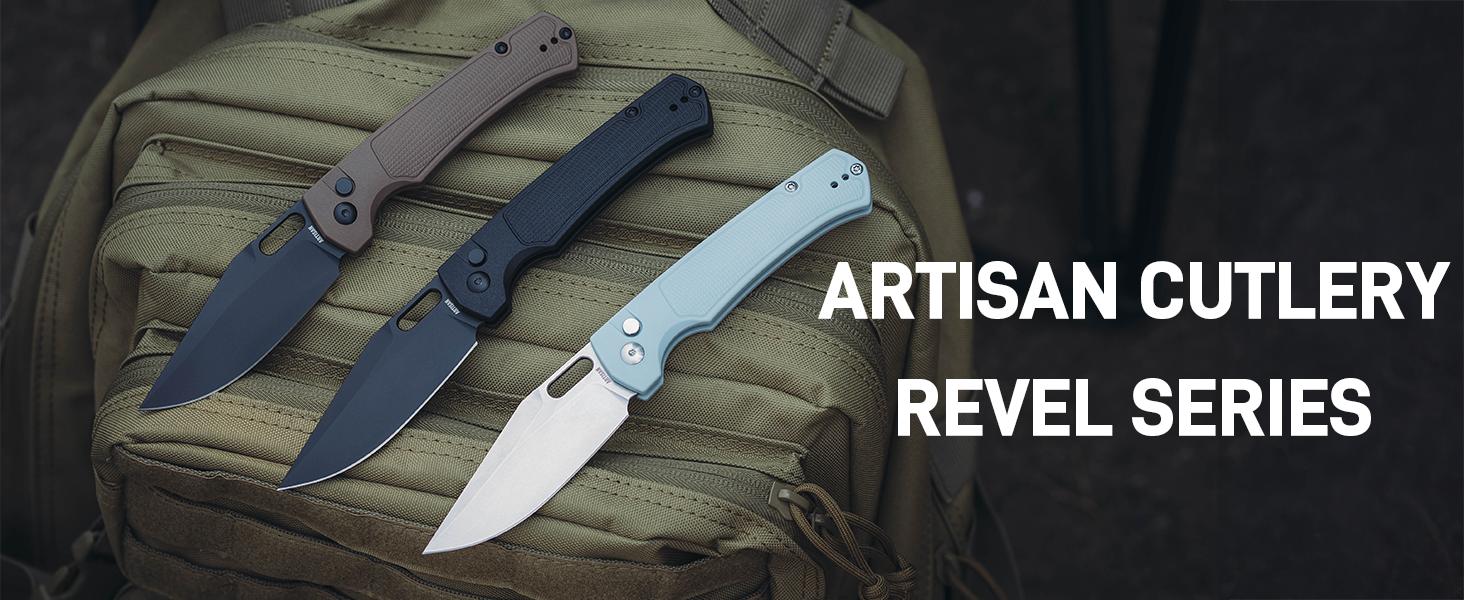 Artisan Cutlery Revel Folding Pocket EDC Knife AR-RPM9 Blade FRN Handle Outdoor Knives for Camping, Hunting and Survival Gear Emergency Survival Gear