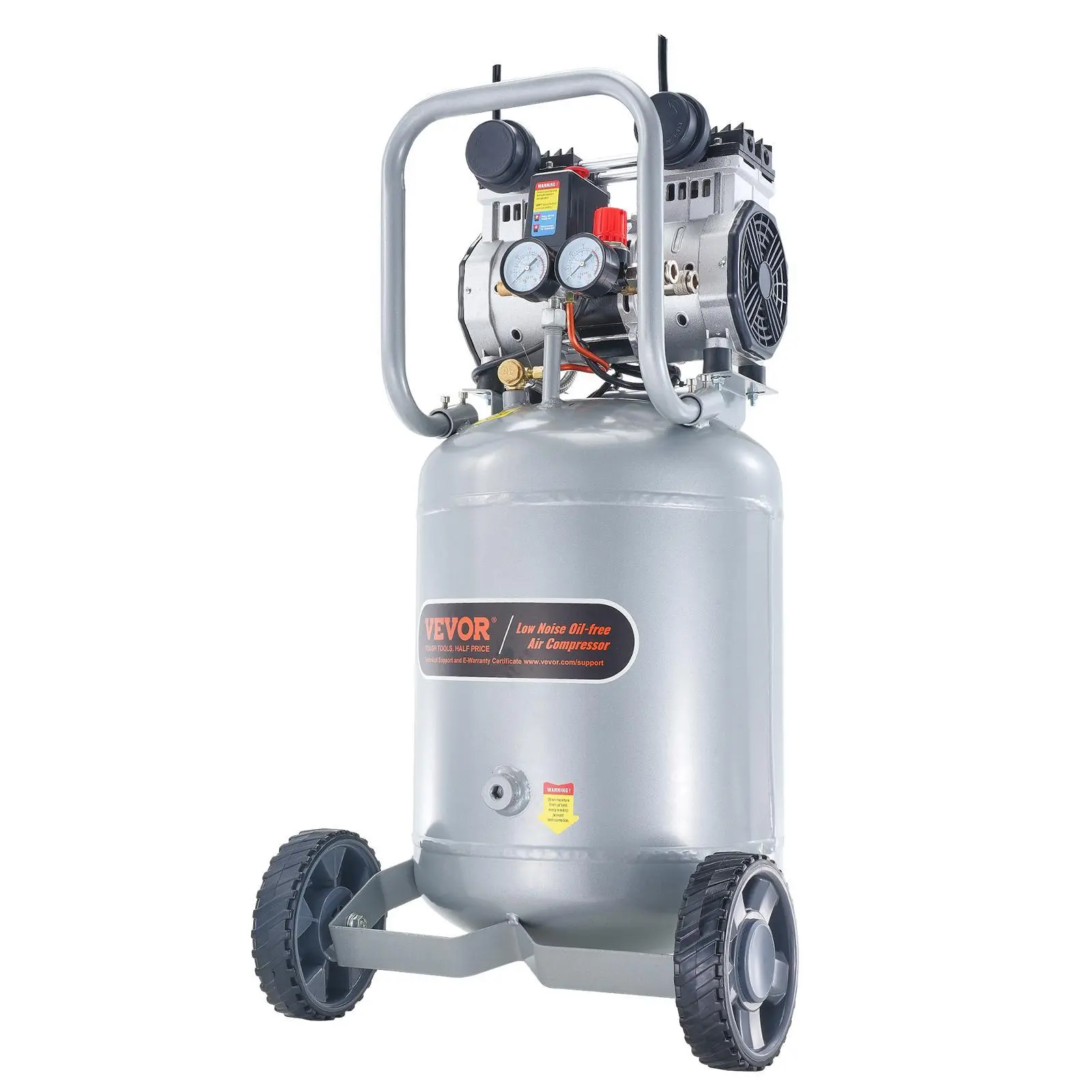 【Backtoschool】VEVOR 13 Gallon Air Compressor,  2HP 4.6 SCFM@90PSI Oil Free Air Compressor Tank, 66dB Ultra-Quiet Compressor for Tire Inflation, Auto Repair, Woodwork Nailing, Spray Painting (125PSI Max Pressure)