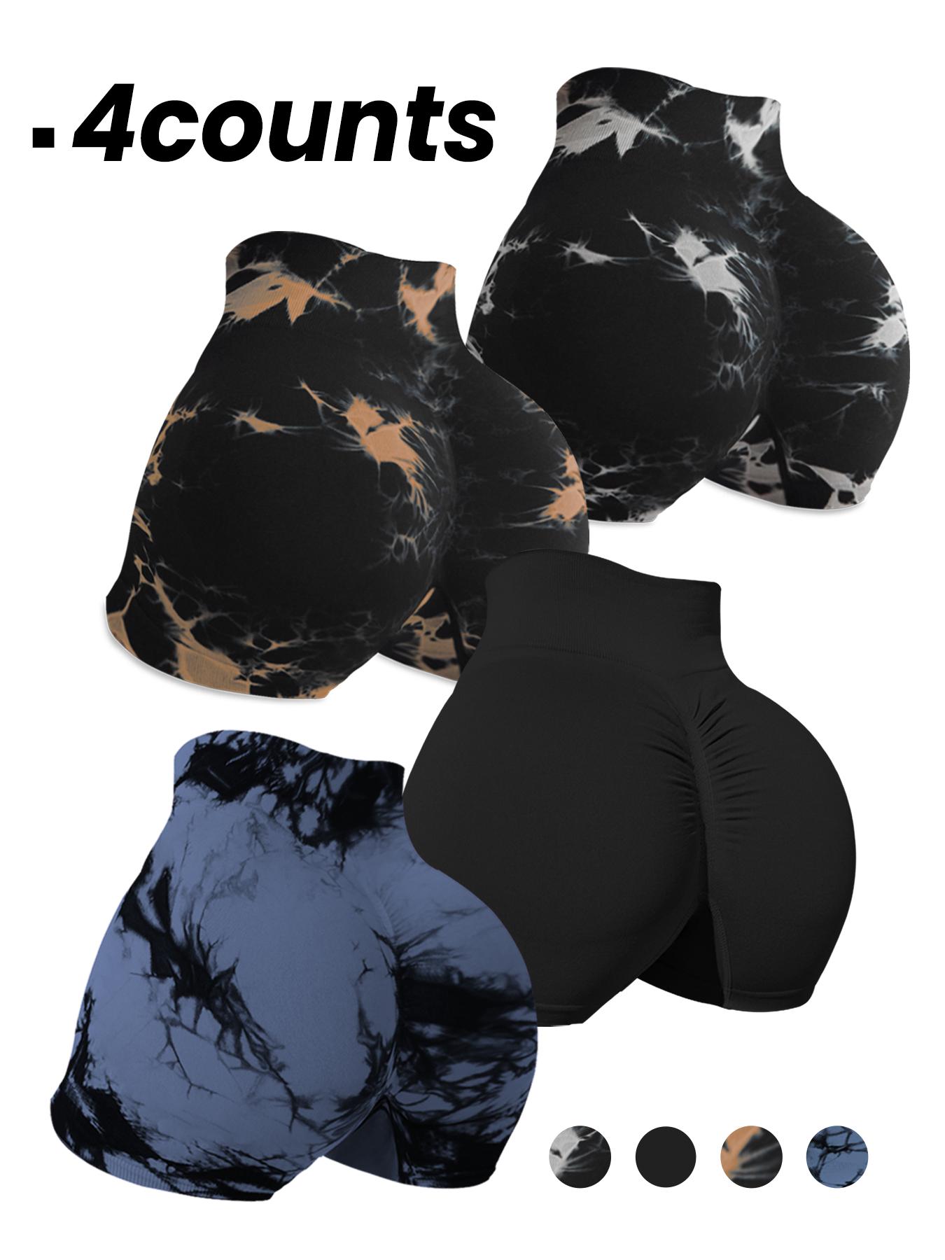 TCVC Women's Tie Dye High Waist Sports Shorts, Casual Comfy Breathable Skinny Athleisure Casual Shorts for Yoga Gym Workout Running,Ladies Sportswear for Spring and Summer