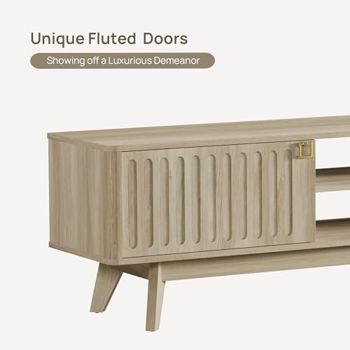 SICOTAS TV Stand for Living Room, 70" Long TV Stand Entertainment Center with 2 Storage Cabinets, Modern Fluted-Door Media TV Console Credenza Table for 65/75/80 Inch TV, Light Oak SICOTAS TV Stand for Living Room, 70" Long TV Stand Entertainment Center with 2 Storage Cabinets, Modern Fluted-Door Media TV Console Credenza Table for 65/75/80 Inch TV, Light Oak