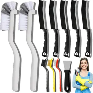 11pcs Gap Cleaning Brush Set, Hard-Bristle Cleaning Supplies for Corners, Sinks, Cups, Teapots, Bottles, and Blenders, Long-Handle Crevice Cleaning Brush for Small Gaps in Bathrooms, Kitchens, Toilets, and Window Grooves hooks mini gifts,summerwins