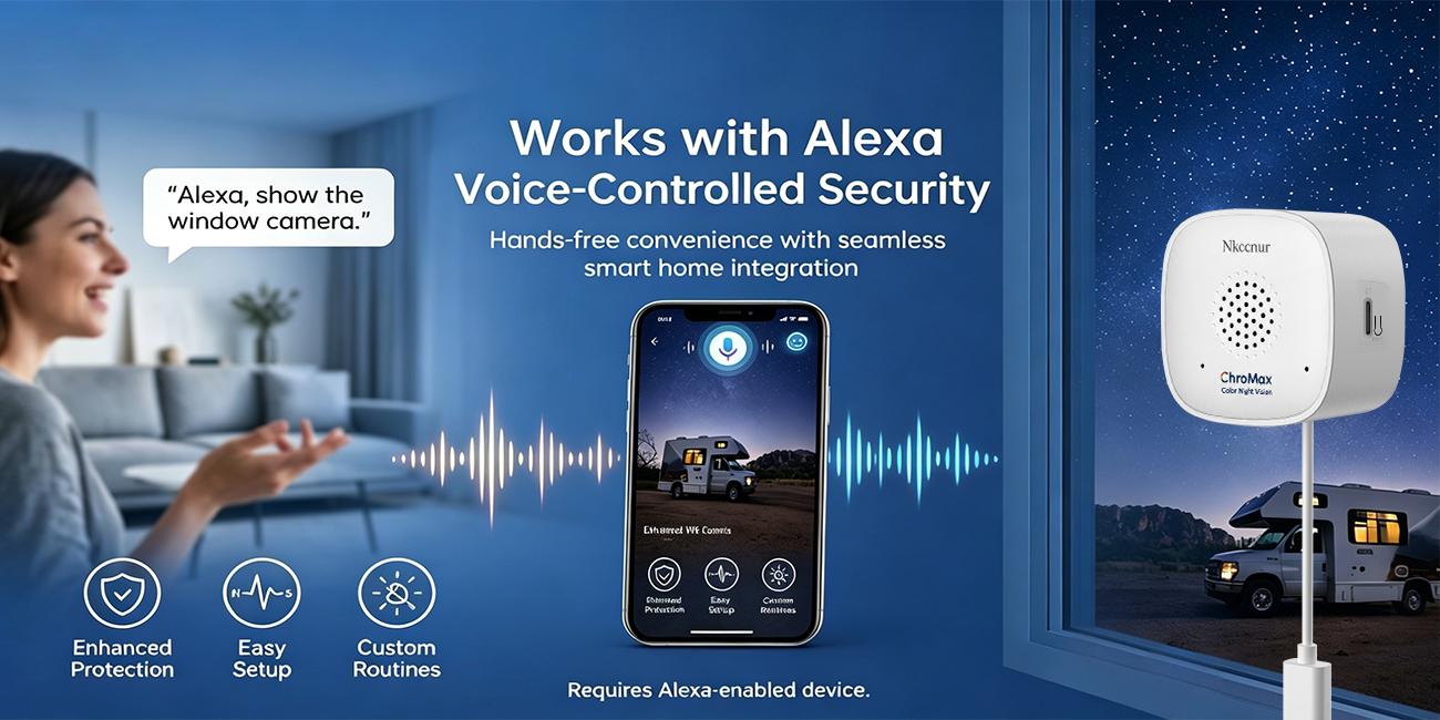 NKccnur  Window Security Camera 3MP 2K, Indoor WiFi Cameras 2.4GHz/5GHz with Colorvue AI Color Night Vision, Motion & Person Detection with Auto-Focus , Easy Installation, 24/7 Recording Works with Alexa & Google Home