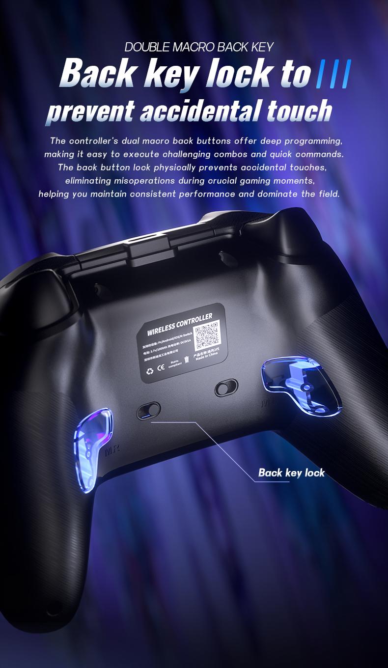 YUYIU Wind Chaser 2 Wireless Anti-Stick Drift Controller  Hall Effect Joystick, Linear Triggers, 6-Axis Gyro, Dual Vibration, Macro Back Buttons, & Replaceable D-Pad for Switch, PC, Steam, Android | 1000Hz Polling, RGB, 1000mAh