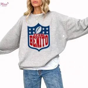 [Sale Up To 30%] Team Benito Sweatshirt – Retro Football Shield Graphic Crewneck Pullover