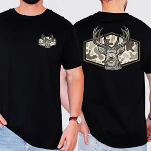 Men's Deer Hunting Camouflage Pattern Father's Day Gift for Dad Husband Old School Style Comfortable Colorful Men's T-Shirt Unisex Fashion Casual