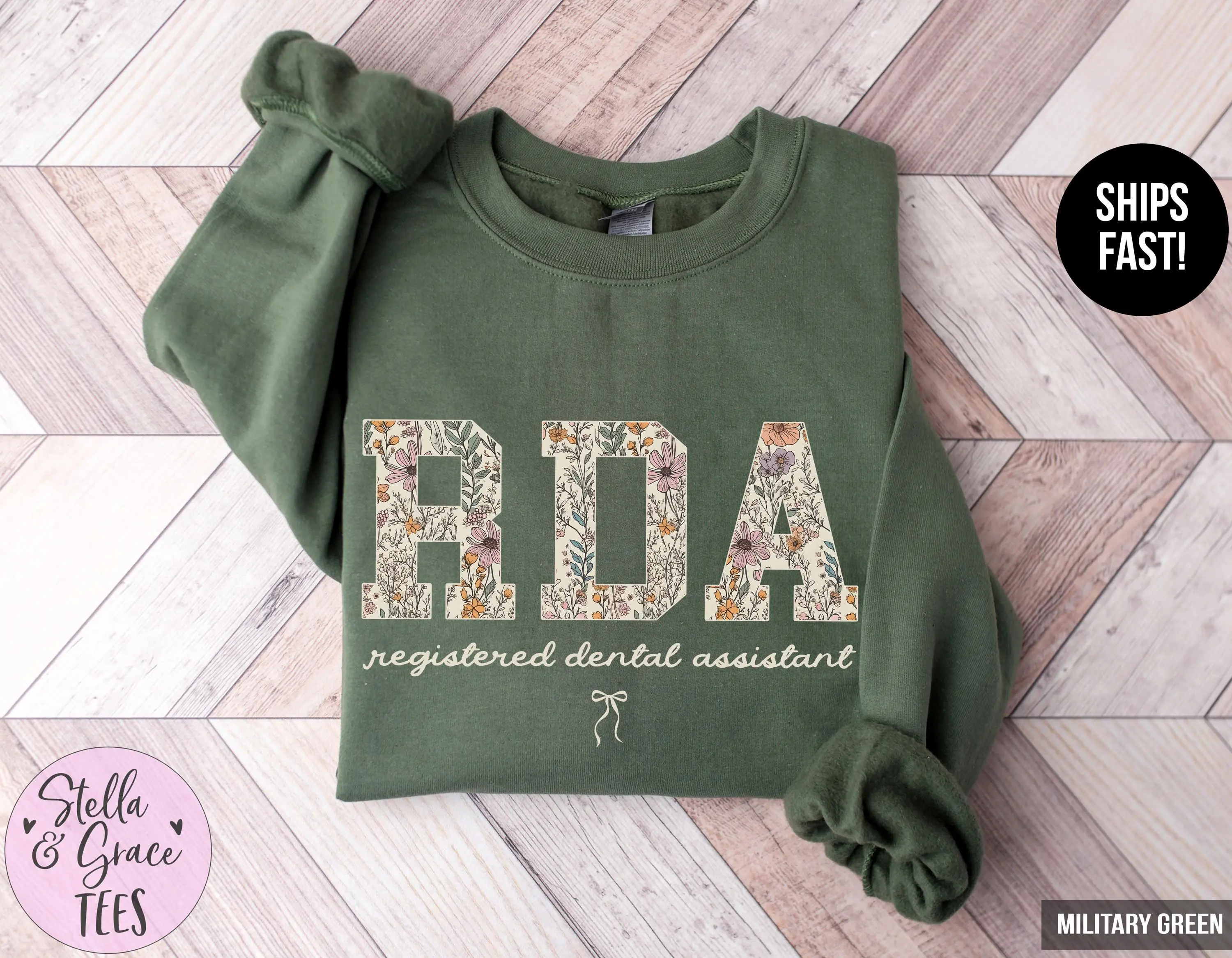 Boho Wildflower RDA Sweatshirt: Floral Registered Dental Assistant Gift