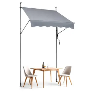 VEVOR 59 x 47" Patio Awning Retractable,  , Awning Sunshade Shelter with Manual Crank Handle, Outdoor Patio Canopy Sunsetter Deck, Adjustable Height from 86 to 122 in, for Patio/Balcony/Yard, Dark Gray