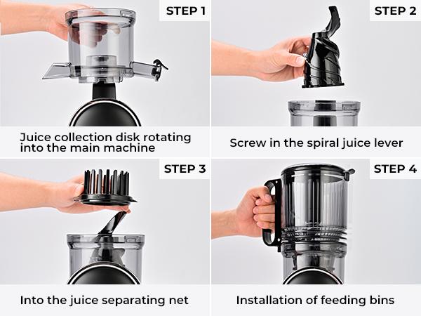 SUSTEAS Cold Press Juicer, 5.3 Inch Large Feed Opening, Slow Masticator Chute, For Whole Vegetables and Fruits, High Yield, Easy to Clean Springtok Steel SUSTEAS Cold Press Juicer, 5.3 Inch Large Feed Opening, Slow Masticator Chute, For Whole Vegetables and Fruits, High Yield, Easy to Clean Springtok Steel