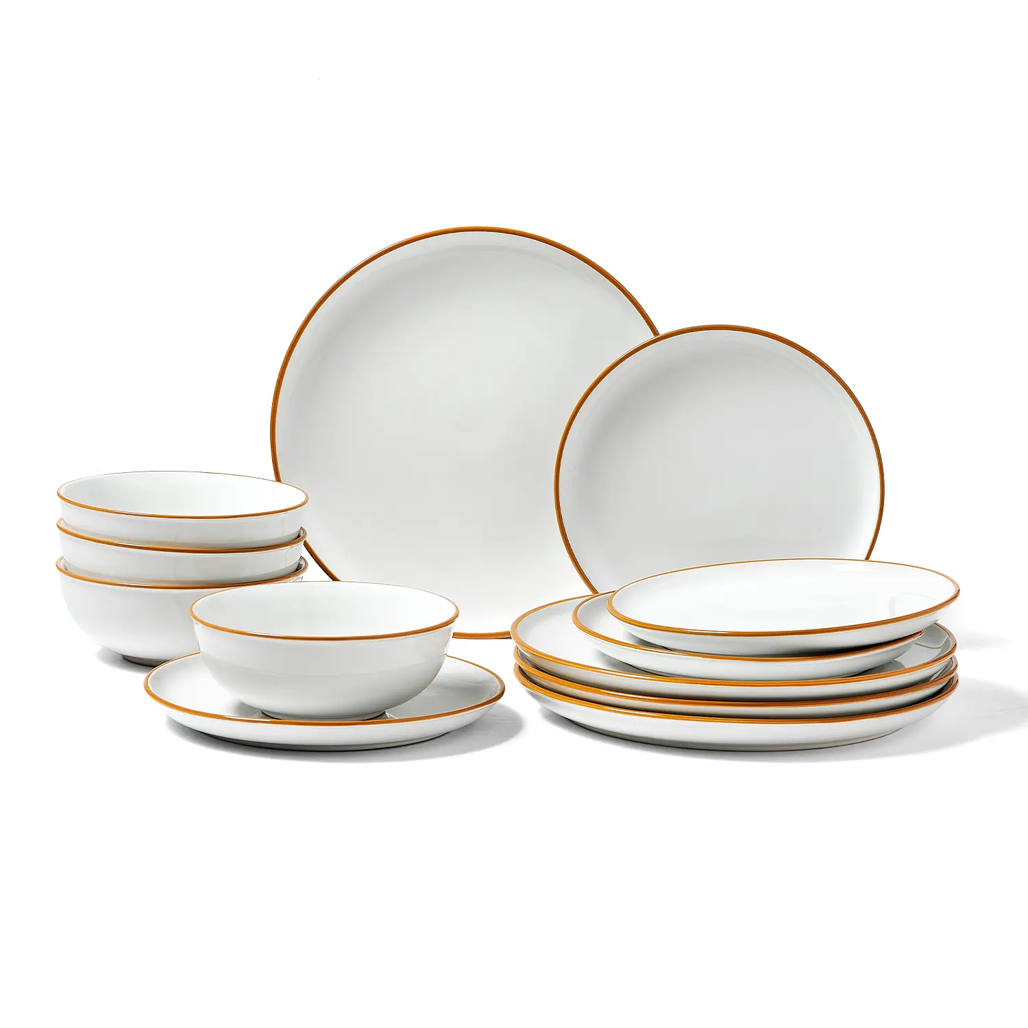 VEVOR Dinnerware Set,  Service for 4 (12 PCS), Round Plates and Bowls Sets, Scratch Resistant Ceramic Dinner Ware, Dishwasher and Microwave Suitable Kitchen Dish, for Dessert Salad Soup Pasta, White