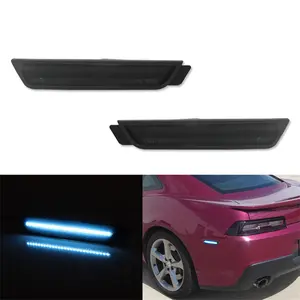 2PCS Smoked Lens Ice Blue LED Rear Side Marker Lights For Chevrolet Camaro 2010 2011 2012 2013 2014 2015 Replace OEM 92195248 92246253 9224-6252 & 9224-6253